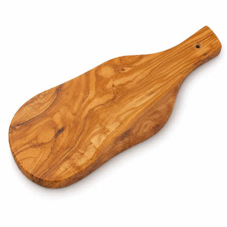 Atelierul de Gătit - Tocător Rustic din Lemn de Măslin cu Mâner, aprox. 34 cm