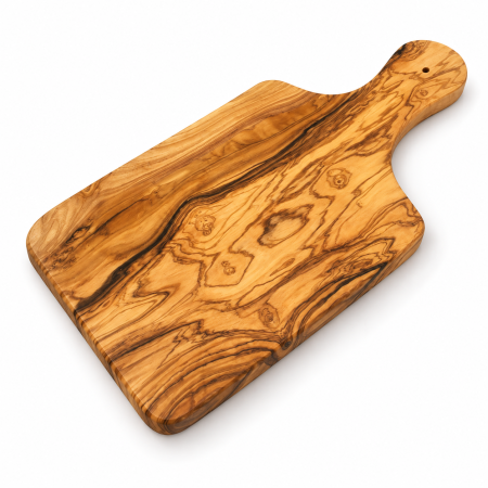 Acasă & Răsfăț - Tocător Rustic din Lemn de Măslin cu Mâner aprox. 30 x 15 cm