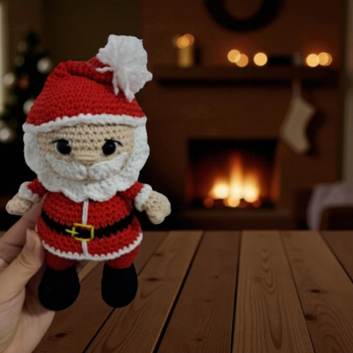 Mini Moș Crăciun croșetat handmade – jucărie amigurumi 19 cm [3]