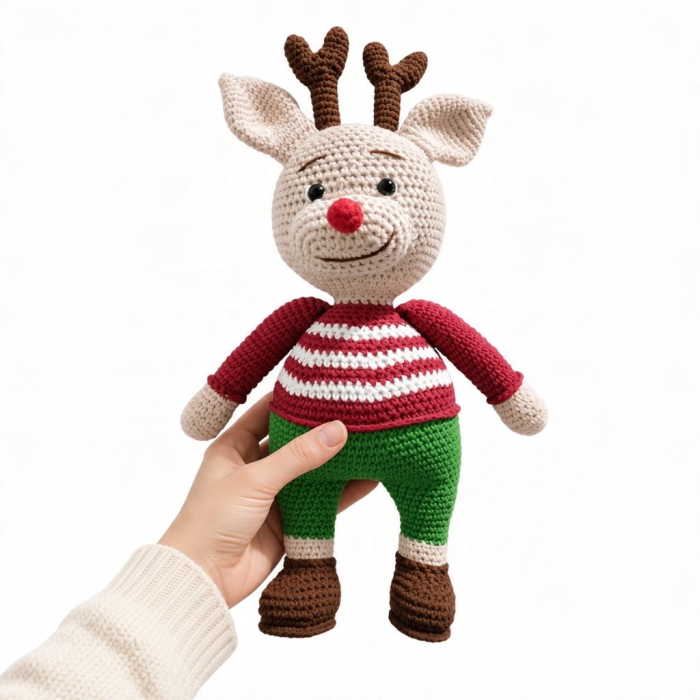 Ren Rudolph croșetat handmade – jucărie amigurumi 33 cm [2]