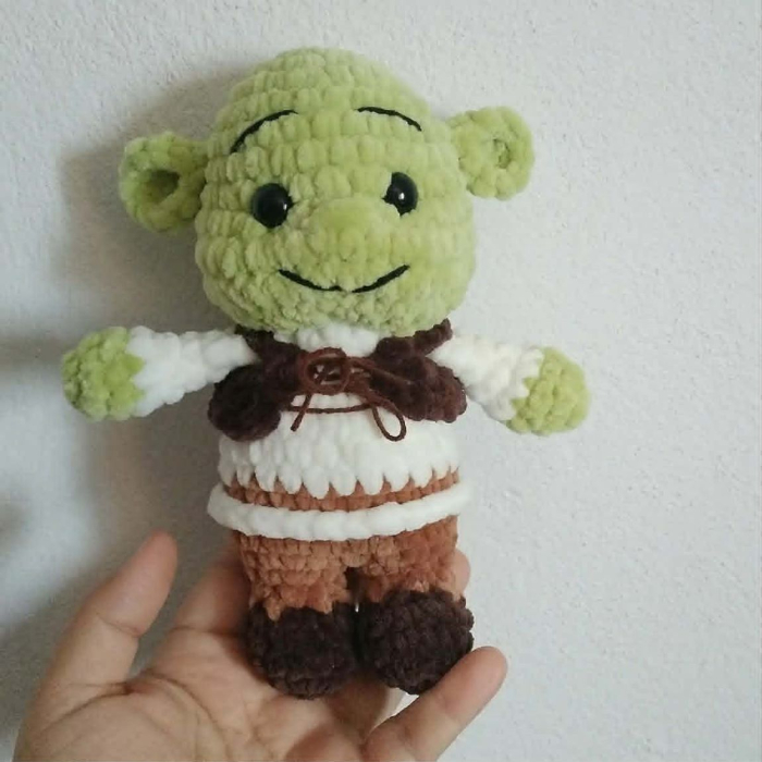 Shrek croșetat manual, 19 cm – jucărie amigurumi handmade din catifea [2]