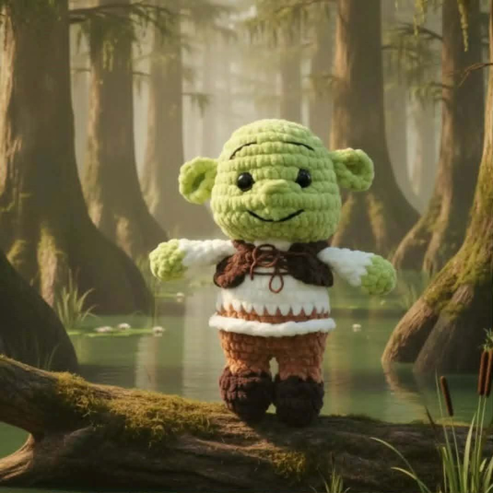 Shrek croșetat manual, 19 cm – jucărie amigurumi handmade din catifea [4]