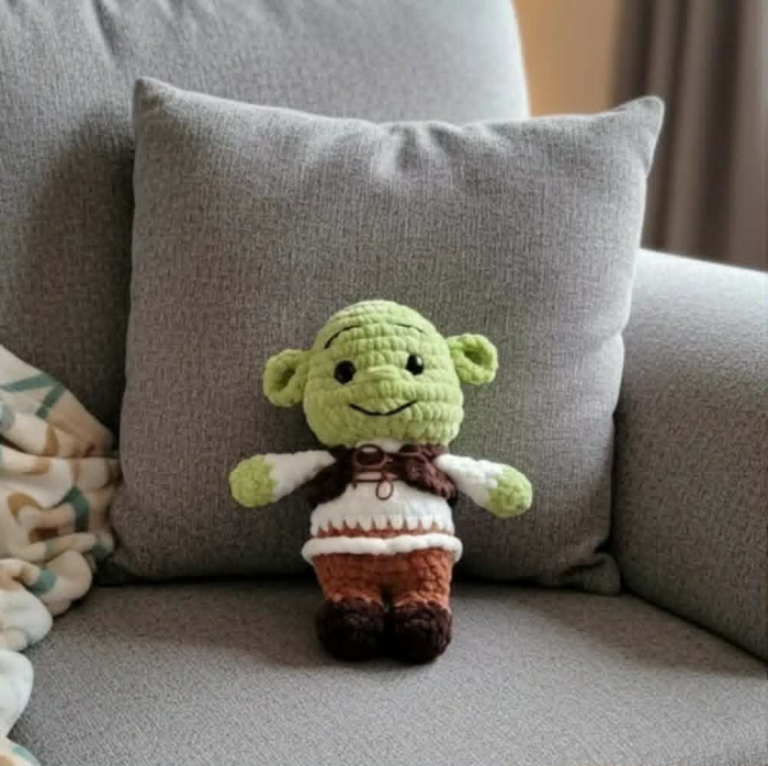 Shrek croșetat manual, 19 cm – jucărie amigurumi handmade din catifea [5]