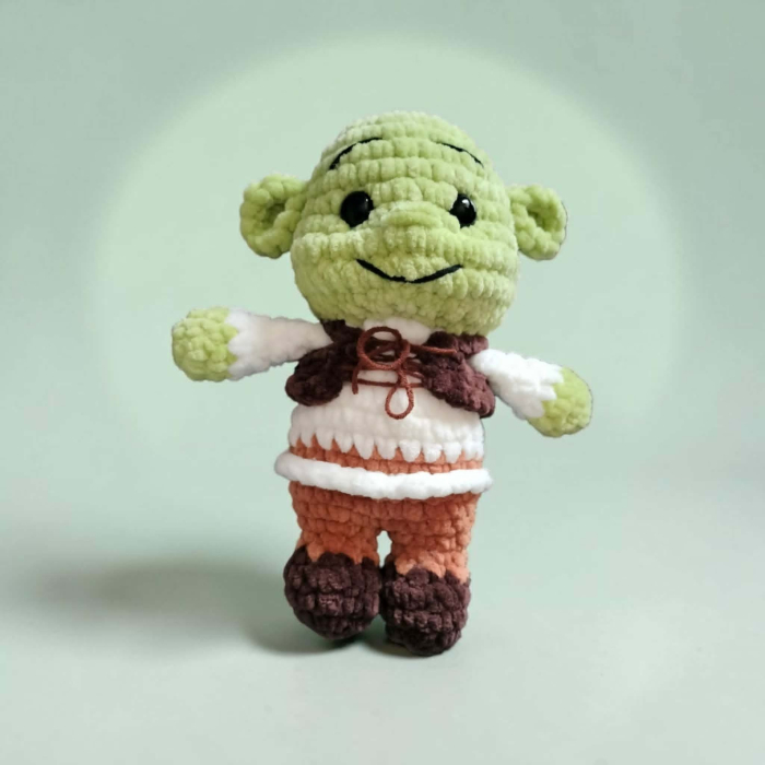 Shrek croșetat manual, 19 cm – jucărie amigurumi handmade din catifea [3]