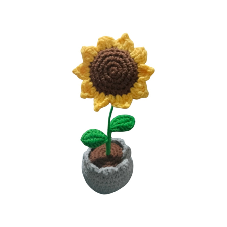 Flori crosetate - Floarea soarelui in ghiveci