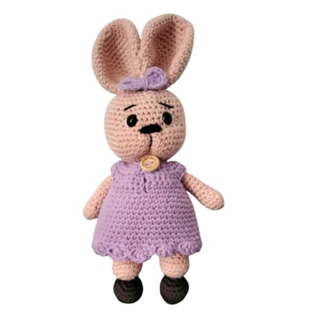 Jucarii de bumbac - Iepuras crosetat, cu rochita