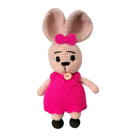 Jucarii de bumbac - Iepuras crosetat, cu rochita