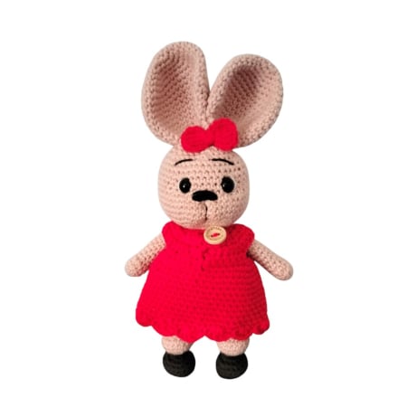 Jucarii de bumbac - Iepuras crosetat, cu rochita