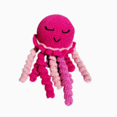 Meduză croșetată handmade pentru bebeluși – jucărie amigurumi din bumbac [2]