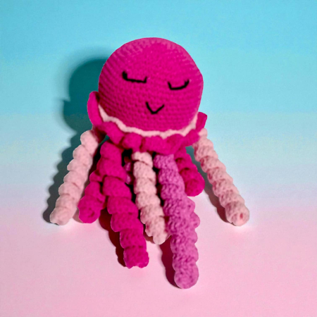 Meduză croșetată handmade pentru bebeluși – jucărie amigurumi din bumbac [3]