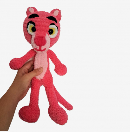 Jucarii de catifea - Pantera Roz crosetata