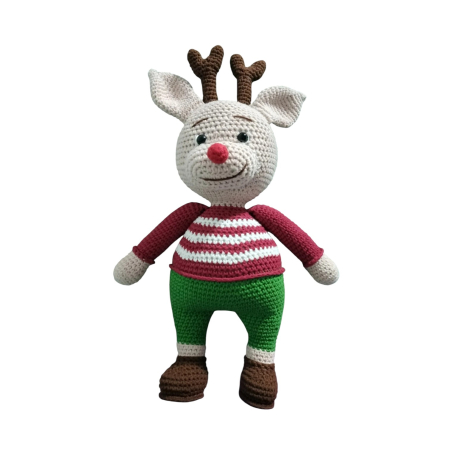 Jucarii de bumbac - Ren Rudolph croșetat handmade – jucărie amigurumi 33 cm