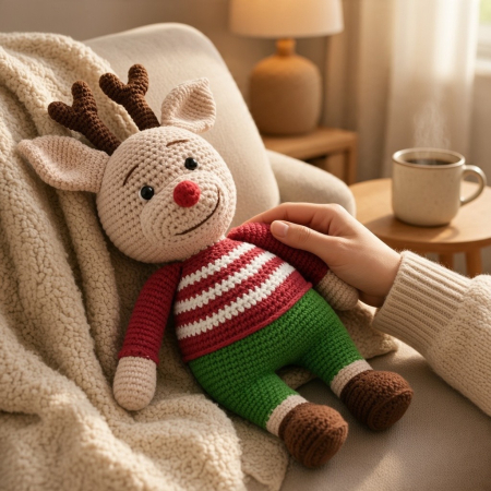 Ren Rudolph croșetat handmade – jucărie amigurumi 33 cm [3]