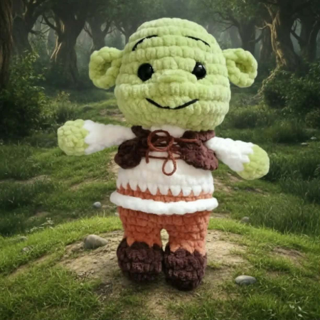 Shrek croșetat manual, 19 cm – jucărie amigurumi handmade din catifea [5]