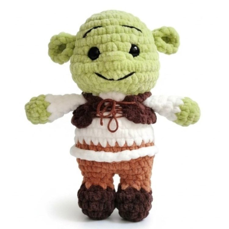 Jucarii de catifea - Shrek croșetat manual, 19 cm – jucărie amigurumi handmade din catifea