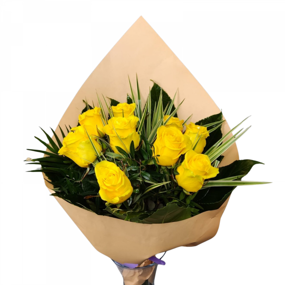 Buchet cu 9 trandafiri galbeni [2]