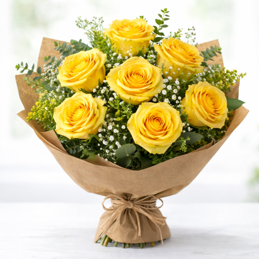 Buchet cu 9 trandafiri galbeni [2]