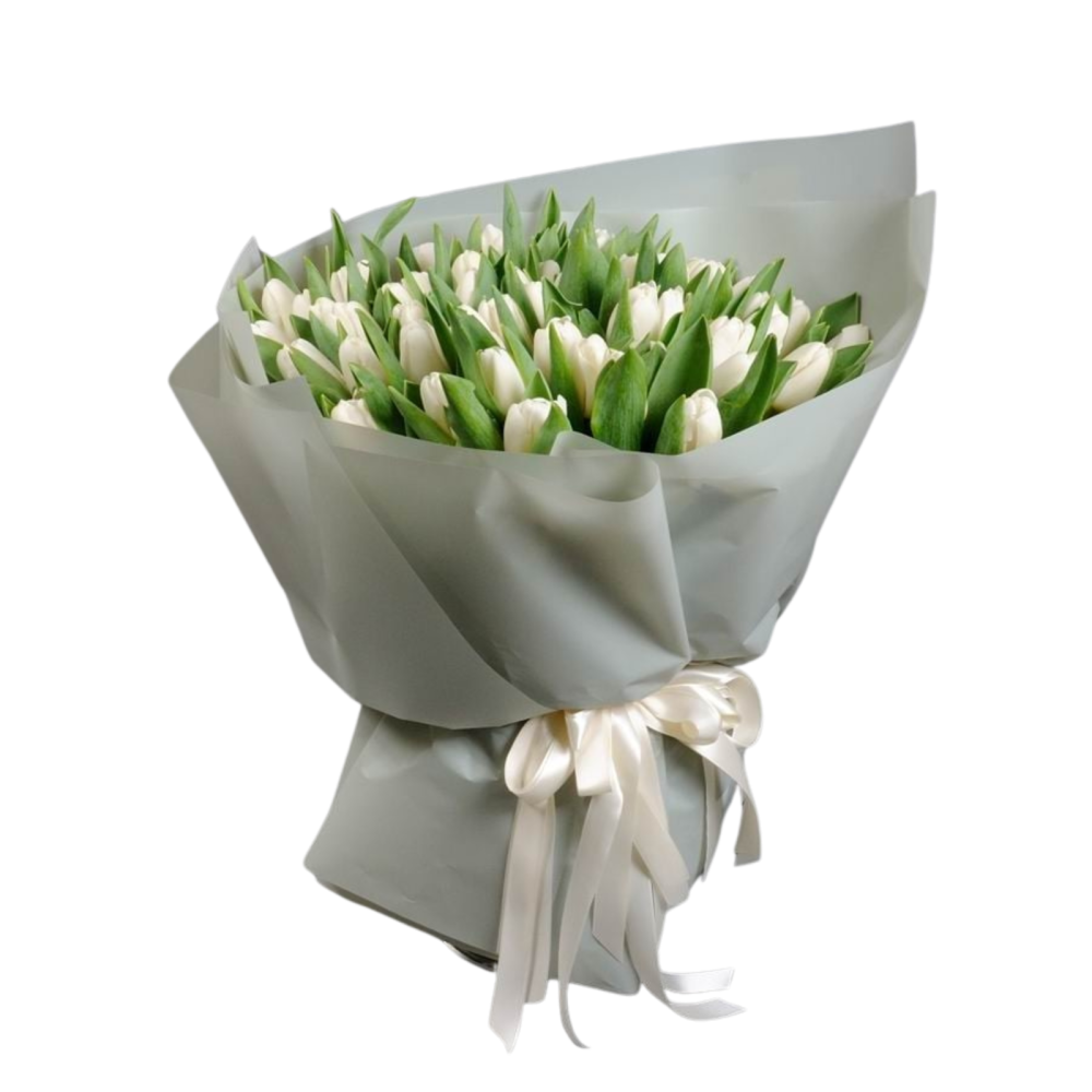 Buchet Funerar 31 lalele albe ”Pure White” [2]