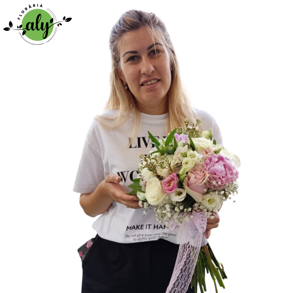 Buchet mireasă bujori, lisianthus, trandafiri, alstromeria și wax [2]
