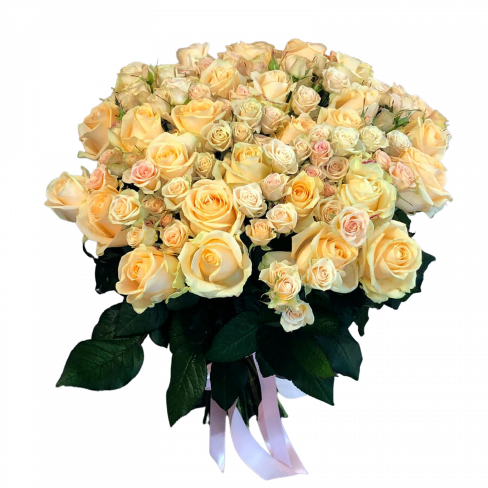 Buchet trandafiri și monirose crem-somon [1]