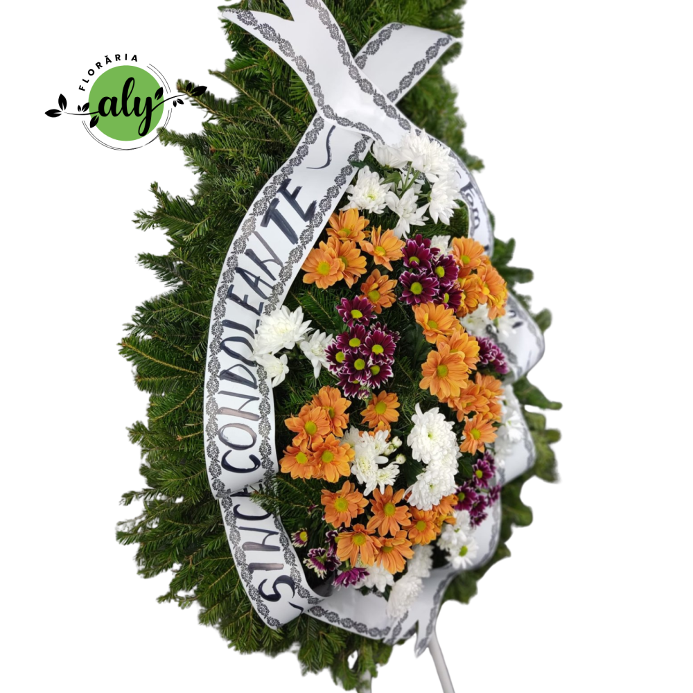 Coroană funerară 2D cu flori naturale [2]
