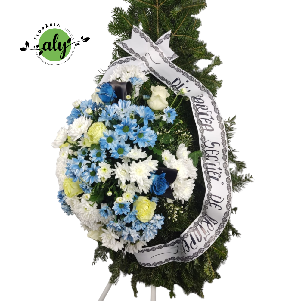 Coroană funerară 3D cu crizanteme vopsite și trandafiri [2]