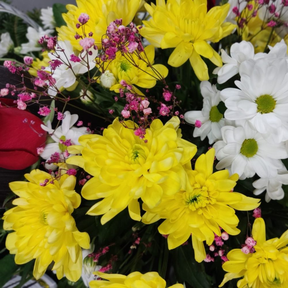 Coroană funerară 3D cu trandafiri și crizanteme [3]