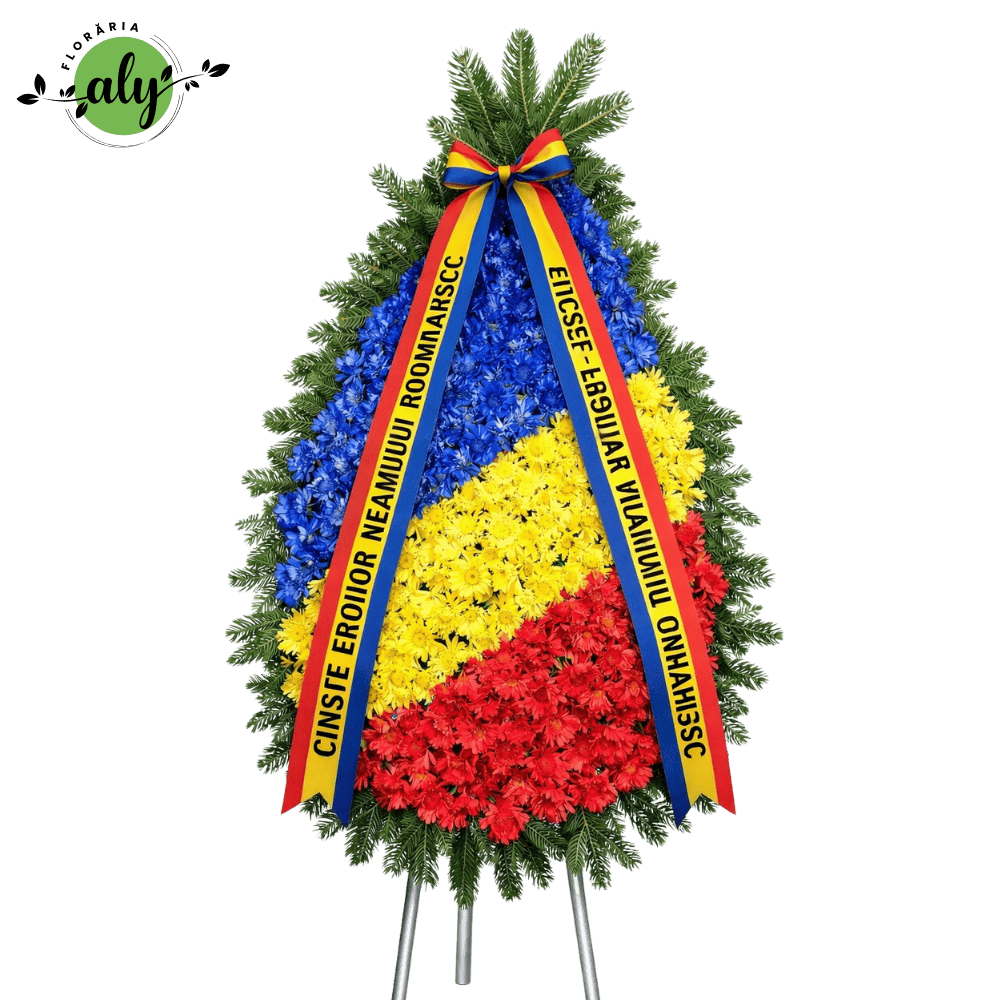 Coroană funerară cu crizanteme tricolor ”Ziua Eroilor” [1]