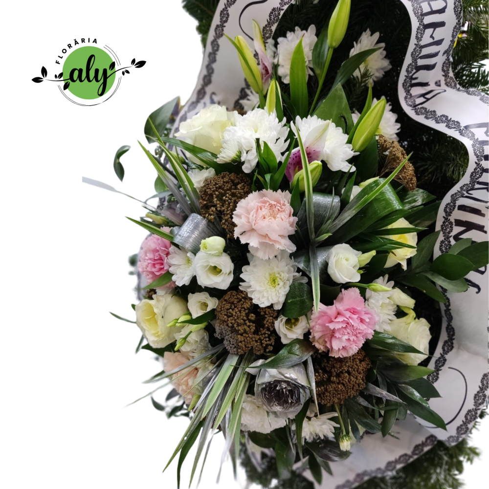 Coroana funerară Premium 3D cu mix de flori [2]