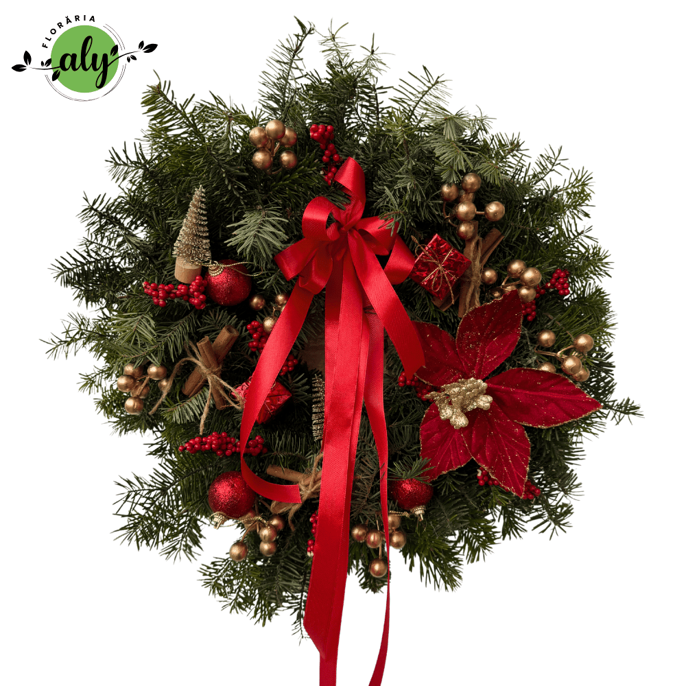 Coroniță din brad natural cu accesorii roșii [1]