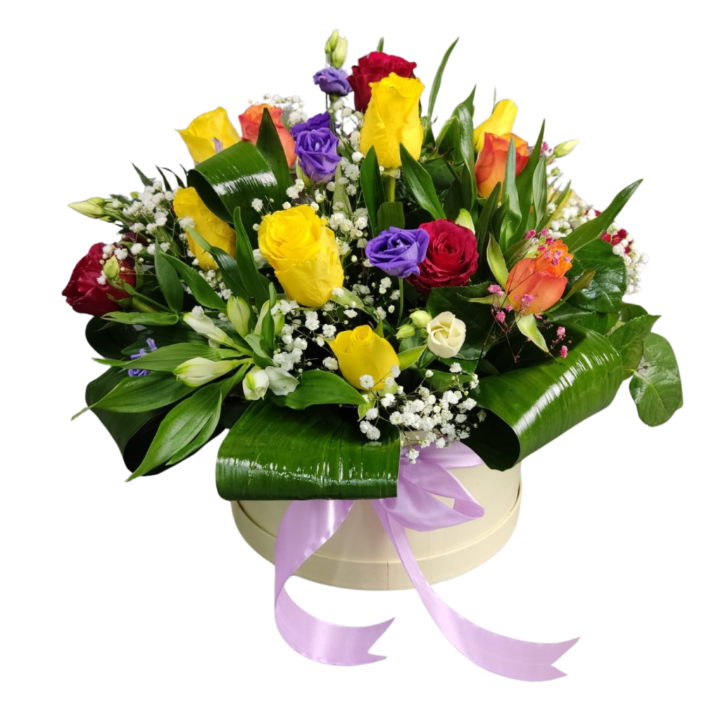 Cutie DeLuxe cu lisianthus, alstromeria și trandafiri [1]