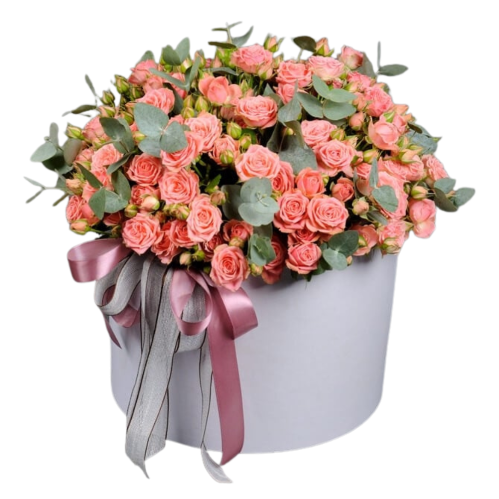 Cutie DeLuxe cu minirose roz și eucalipt [1]