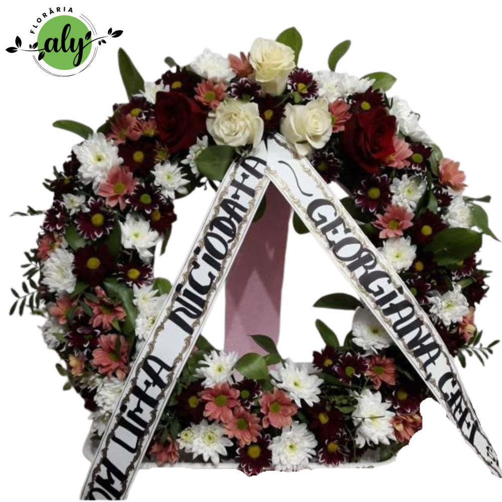 Jerbă funerară din crizanteme și 5 trandafiri [1]