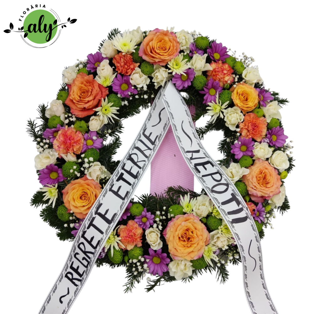 Jerbă funerară rotundă cu flori naturale [1]