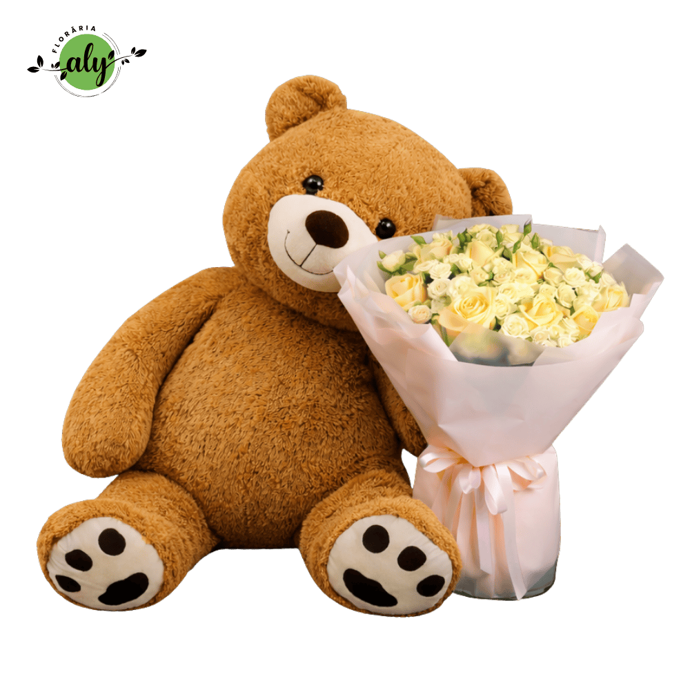Pachet Urs gigant și Buchet trandafiri și minirose [2]
