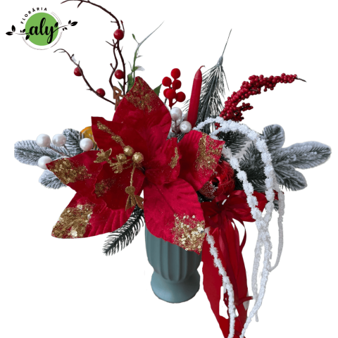 ARANJAMENTE DE CRĂCIUN - Aranjament de Crăciun cu Brad Argintiu și Lumânare Decorativă