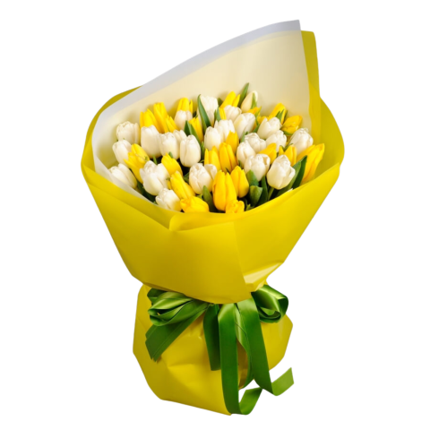 BUCHETE MARI - Buchet cu lalele albe și galbene