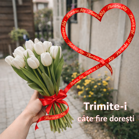 1-8 MARTIE - Buchet de lalele albe - Alege tu numărul de fire