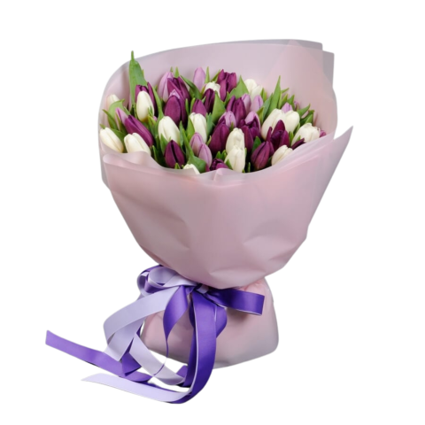 BUCHETE MARI - Buchet cu lalele mov și albe