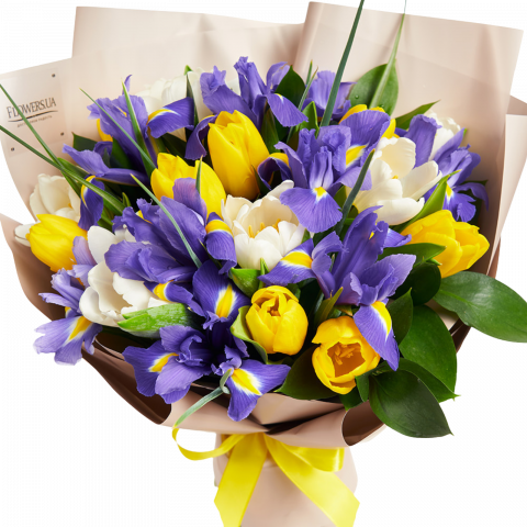 BUCHET CU LALELE SI IRIȘI