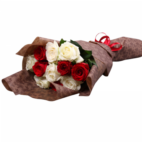 BUCHETE PENTRU BĂRBAȚI - Buchet cu trandafiri roșii și albi