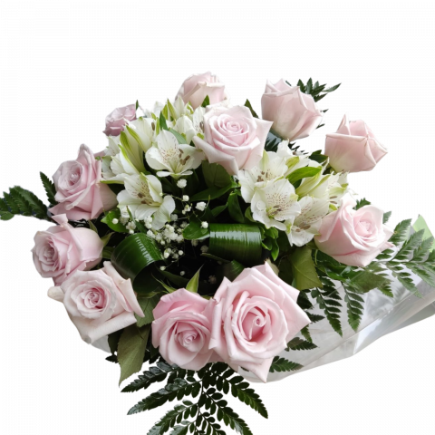 DE TRANDAFIRI ROZ - Buchet cu trandafiri roz pudrat
