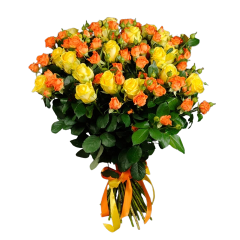 DE TRANDAFIRI PORTOCALII - Buchet cu trandafiri și minirose