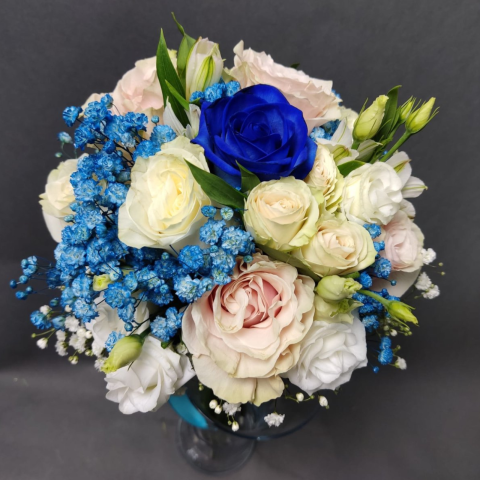 Buchet cununie cu trandafiri, lisianthus, gypsophila [2]