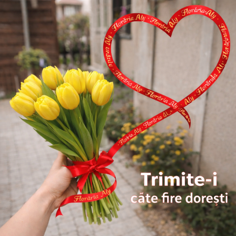 1-8 MARTIE - Buchet de lalele galbene - Alege tu numărul de fire