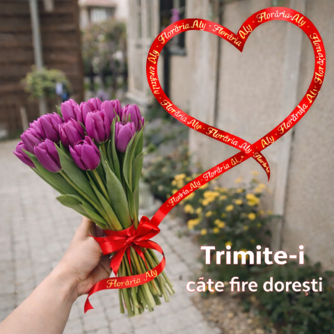 1-8 MARTIE - Buchet de lalele mov - Alege tu numărul de fire