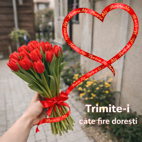 1-8 MARTIE - Buchet de lalele roșii - Alege tu numărul de fire