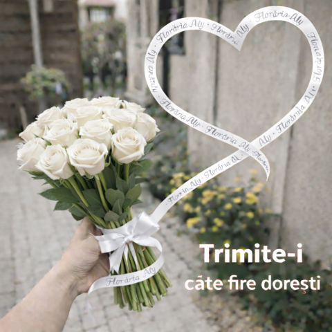1-8 MARTIE - Buchet de trandafiri albi - Alege tu numărul de fire