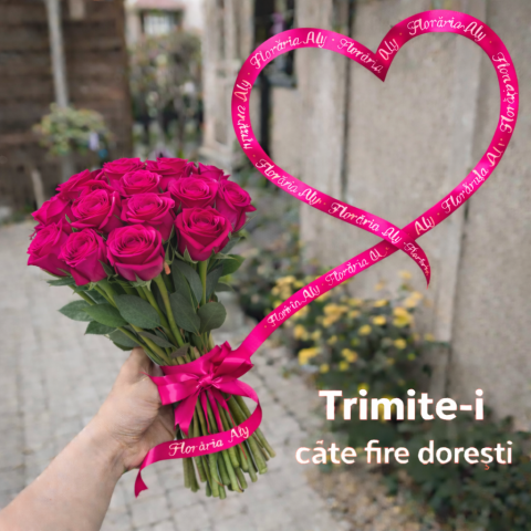 1-8 MARTIE - Buchet de trandafiri cyclam - Alege tu numărul de fire