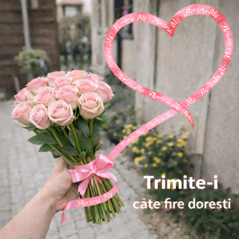 1-8 MARTIE - Buchet de trandafiri roz - Alege tu numărul de fire